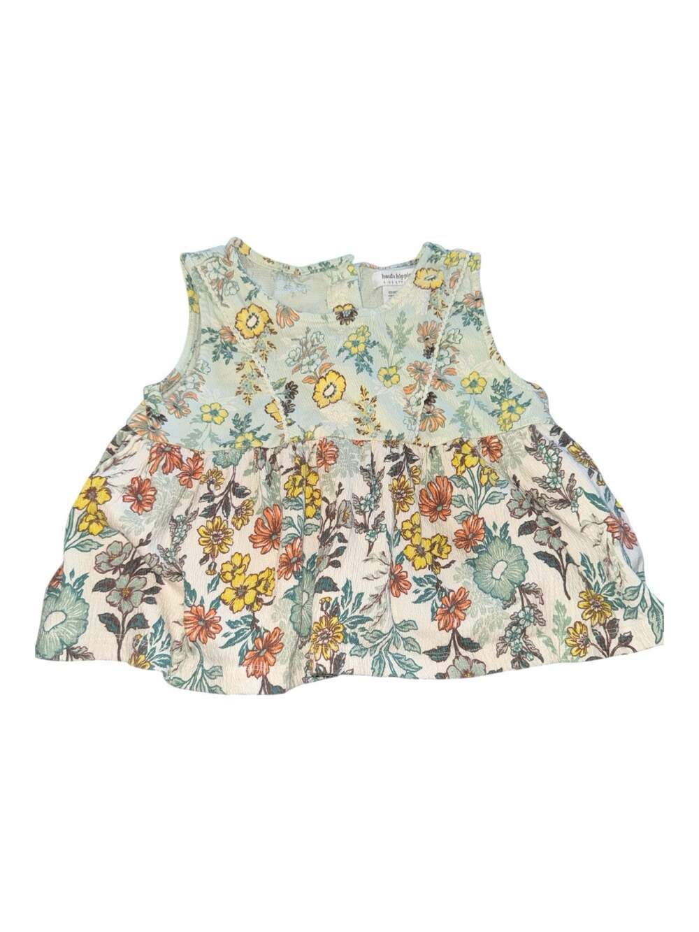 Haute Hippie Kids Floral Sleeveless Peplum Top with Rose Buttons